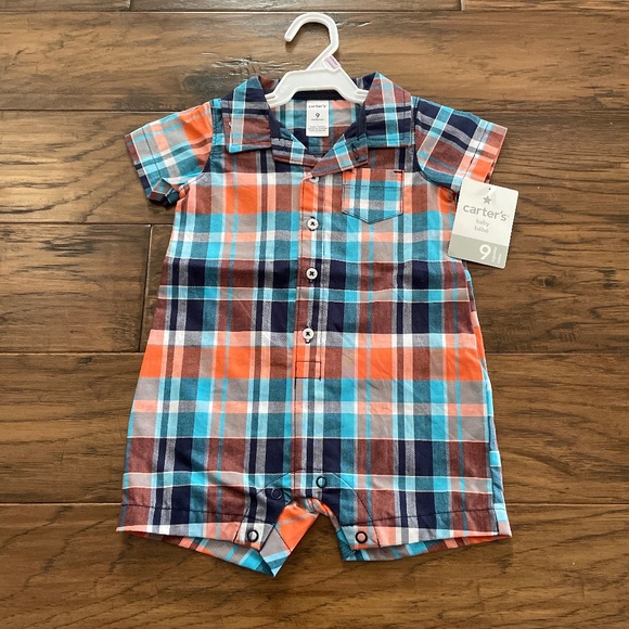 New Carter’s plaid romper 9 months - Picture 1 of 6